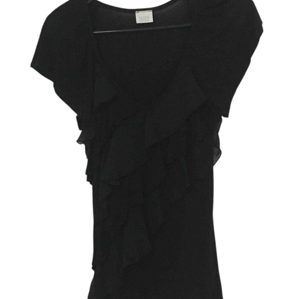 Black Tee Shirt with Ruffles